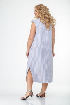 Легкое платье-бохо из премиального хлопка с разрезами Anelli 984 полоска - фото 3