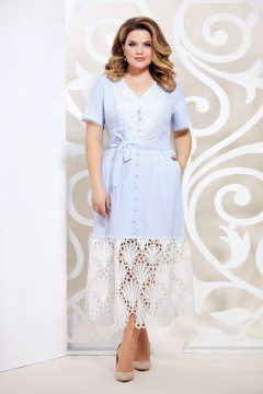 Платье летнее из кружева и хлопка с воланом и поясом Mira Fashion 4929 - фото 1
