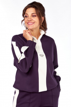 Костюм спортивный брюки джемпер больших размеров Ольга Стиль С-948 баклажан - фото 5