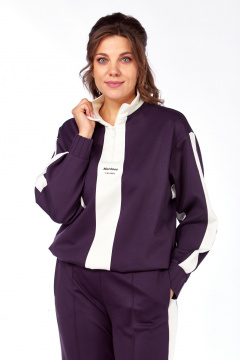 Костюм спортивный брюки джемпер больших размеров Ольга Стиль С-948 баклажан - фото 4