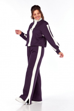 Костюм спортивный брюки джемпер больших размеров Ольга Стиль С-948 баклажан - фото 3