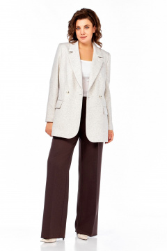 Брюки, жакет Ольга Стиль С-952 серый-коричневый - фото 5