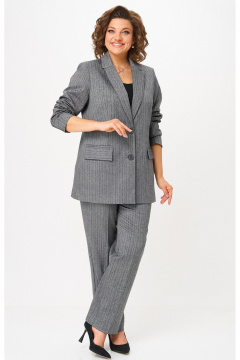 Брюки, жакет БелЭльСтиль 762-2_84_22+609-3_23_22 елочка_серая - фото 1