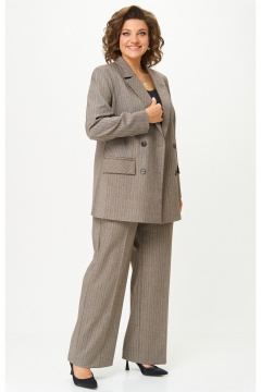 Брюки, жакет БелЭльСтиль 848-2_81_22+601-3_08_22 елочка_коричневая - фото 3