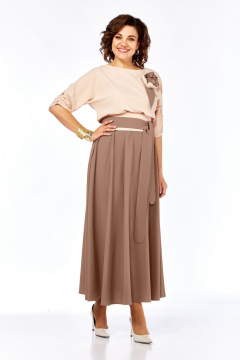 Платье Ольга Стиль С-912/1 светло-коричневый - фото 4