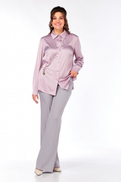 Блуза Ольга Стиль С-962 пудровая_сирень - фото 4