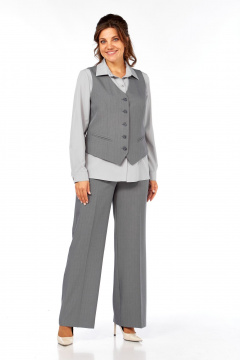 Блуза, брюки, жилет Ольга Стиль С-946 серый - фото 3