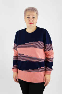 Джемпер полурегулярный с круглым вырезом и бейкой, длина 70,5 см Полесье С1803-20 0С2187-Д43 158,164 матросский_синий - фото 5