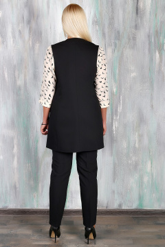 Деловой удлиненный жилет из текстиля с пуговицами Avila 0652 черный - фото 3