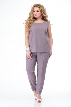 Комплект блуза, брюки и платье-рубашка из шифона Anelli 858 голубые_тона - фото 3