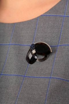 Серое демисезонное платье длиной 101 см с длинным рукавом Liona Style 656 - фото 2