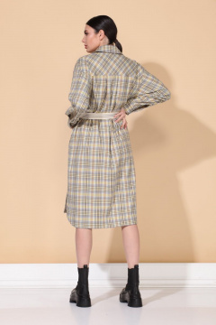 Демисезонное платье с кокетками и карманами в клетку ALEZA 1009 - фото 5