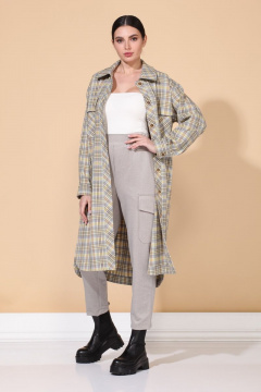 Демисезонное платье с кокетками и карманами в клетку ALEZA 1009 - фото 4