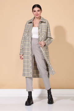 Демисезонное платье с кокетками и карманами в клетку ALEZA 1009 - фото 3