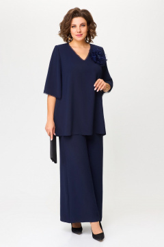 Блуза и брюки нарядный костюм шифон в стиле офис Svetlana-Style 1933 синий - фото 1