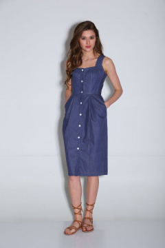 Летний приталенный сарафан с пуговицами и карманами Your size 2084 - фото 3