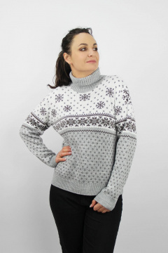 Женский вязаный свитер с круглым воротником и длинным рукавом Полесье С3698-22 2С5266-Д43 158,164 кофейный - фото 1