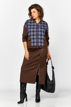 Бомбер, юбка Lady Secret 25220 клетка+шоколадный - фото 2