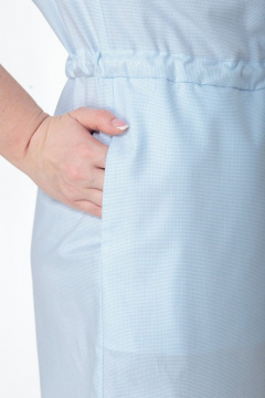 Мини-платье из хлопка с кулиской по талии и карманами Anelli 864 голубой - фото 5