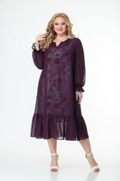 Платье-двойка из шифона и трикотажа с оборкой Anelli 1001 малина - фото 1