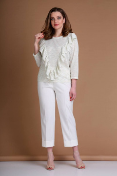 Демисезонный женский комплект блуза и брюки с текстилем Liona Style 788 - фото 2