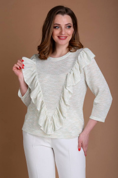 Демисезонный женский комплект блуза и брюки с текстилем Liona Style 788 - фото 3