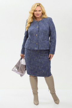 Жакет, юбка Your size 2266 синий+бежевый - фото 3