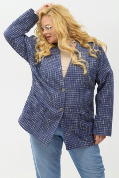 Жакет Your size 2267 синий+бежевый - фото 3