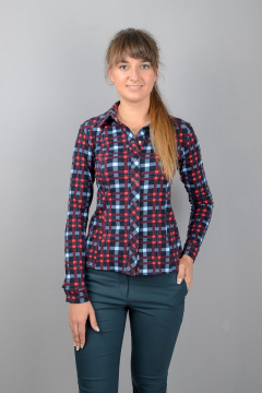 Рубашка приталенного силуэта из трикотажного материала с отложным воротником Mita ЖМ300 клетка - фото 1