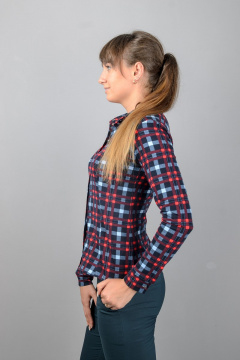 Рубашка приталенного силуэта из трикотажного материала с отложным воротником Mita ЖМ300 клетка - фото 2