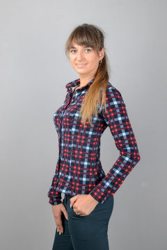 Рубашка приталенного силуэта из трикотажного материала с отложным воротником Mita ЖМ300 клетка - фото 3