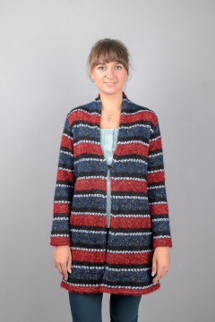 Круглогодичный кардиган с цельнокроеным воротником из вязаного трикотажа Mita ЖМ963 красный - фото 1