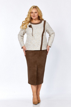 Блуза, юбка Koketka i K 1306 бежевый+коричневый - фото 4