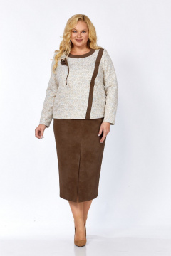 Блуза, юбка Koketka i K 1306 бежевый+коричневый - фото 3