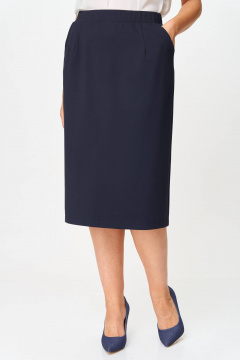 Юбка карандаш ниже колена из трикотажа с карманами Nika.PL 0503401 темно-синий - фото 4