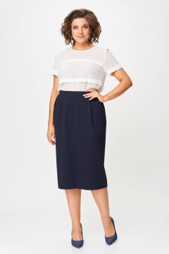 Юбка карандаш ниже колена из трикотажа с карманами Nika.PL 0503401 темно-синий - фото 1