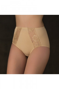 Трусы из хлопка с лайкрой и кружевной отделкой Verally 110-5 бежевый - фото 1