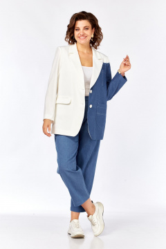 Брюки, жакет Rishelie 1003 джинс-молочный - фото 1