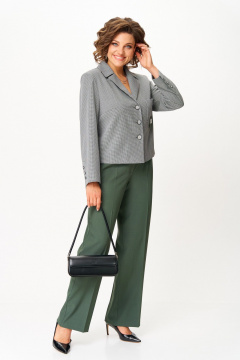 Брюки, жакет Aira Style 24240 серо-зеленый - фото 4
