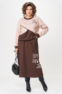 Джемпер, юбка Aira Style 24129 пудра-коричневый - фото 5