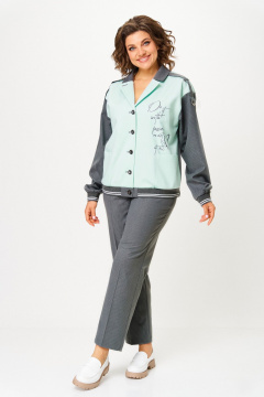 Брюки, жакет Aira Style 24231 темно-серый_мята - фото 3