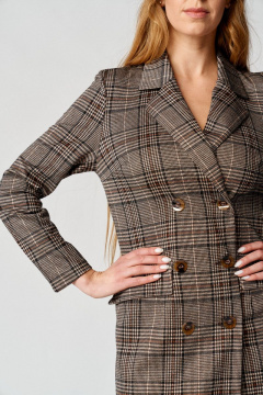 Платье демисезонное женское двубортное из трикотажа с поясом Almirastyle 118 клетка - фото 2