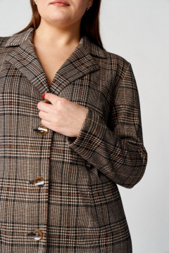 Бежевый и оранжевый костюм из трикотажа: кардиган и брюки Almirastyle 139 клетка/терракот - фото 3