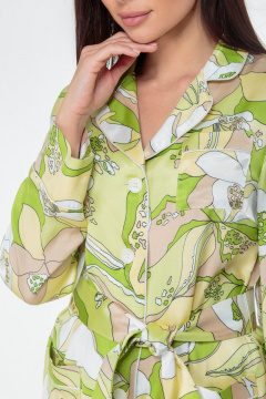 Бежевый текстильный костюм из вискозы и шелка Anelli 870 зеленые_тона - фото 4