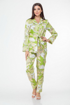 Бежевый текстильный костюм из вискозы и шелка Anelli 870 зеленые_тона - фото 1