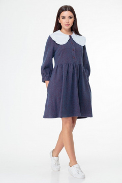 Романтичное платье из мягкого трикотажа с белым воротником Anelli 973 синий - фото 5