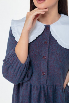 Романтичное платье из мягкого трикотажа с белым воротником Anelli 973 синий - фото 4