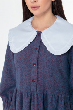 Романтичное платье из мягкого трикотажа с белым воротником Anelli 973 синий - фото 3