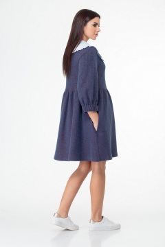 Романтичное платье из мягкого трикотажа с белым воротником Anelli 973 синий - фото 2