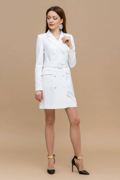 Платье-пиджак двубортное из ткани с однотонным стилем Domna 5528 молочный - фото 3